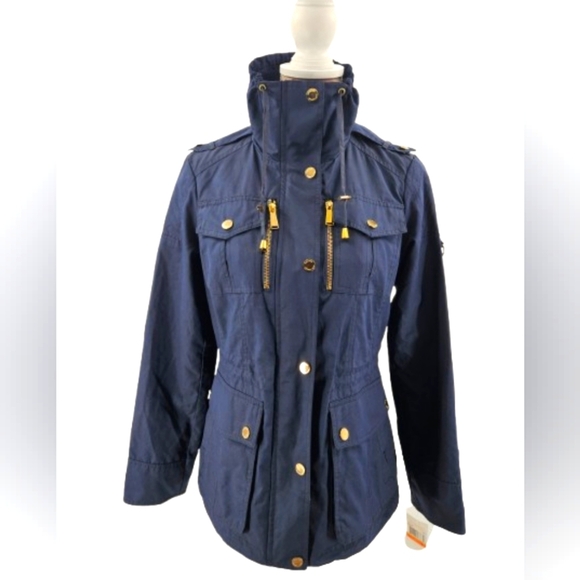 MICHAEL Michael Kors Navy Blue With Gold Hardware Utility Jacket - Picture 1 of 9